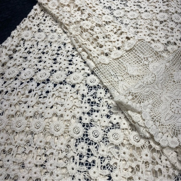 Cupio Ivory Lace Open Cardigan Side Slits Pockets Women’s LG COTTAGECORE BOHO - Picture 5 of 16